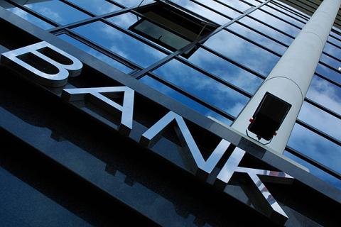 Bank sign on building