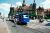 Mid adult man cycling, Royal Palace, Theater Square, Dresden, Germany