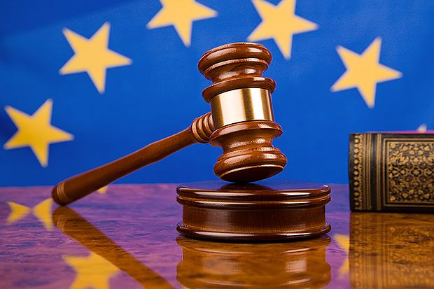 Gavel and european union flag
