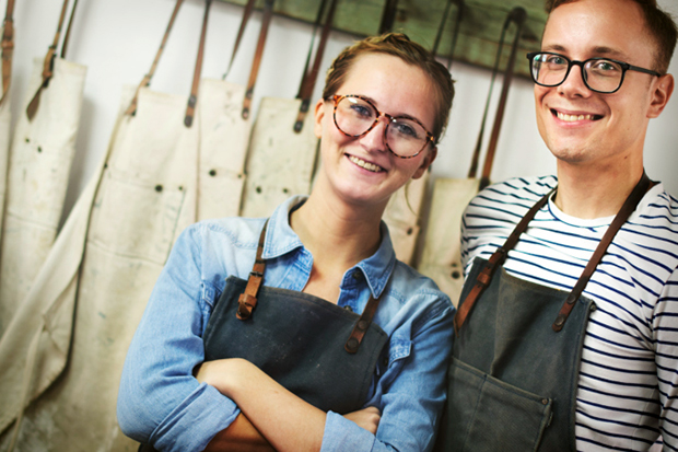 Couple Partner Craftsman Indoor Working Concept 