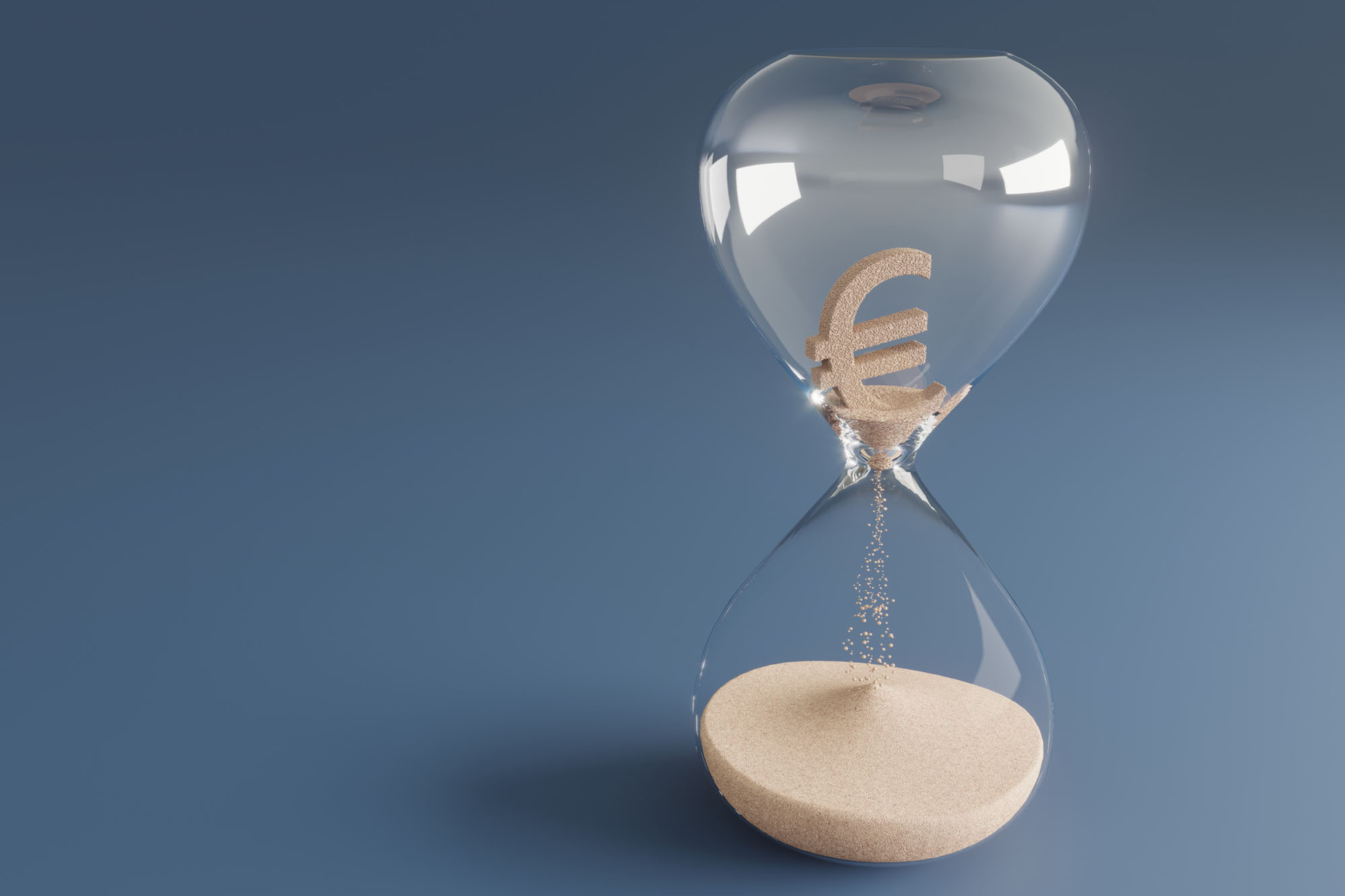 Sand clock showing how EU money fades