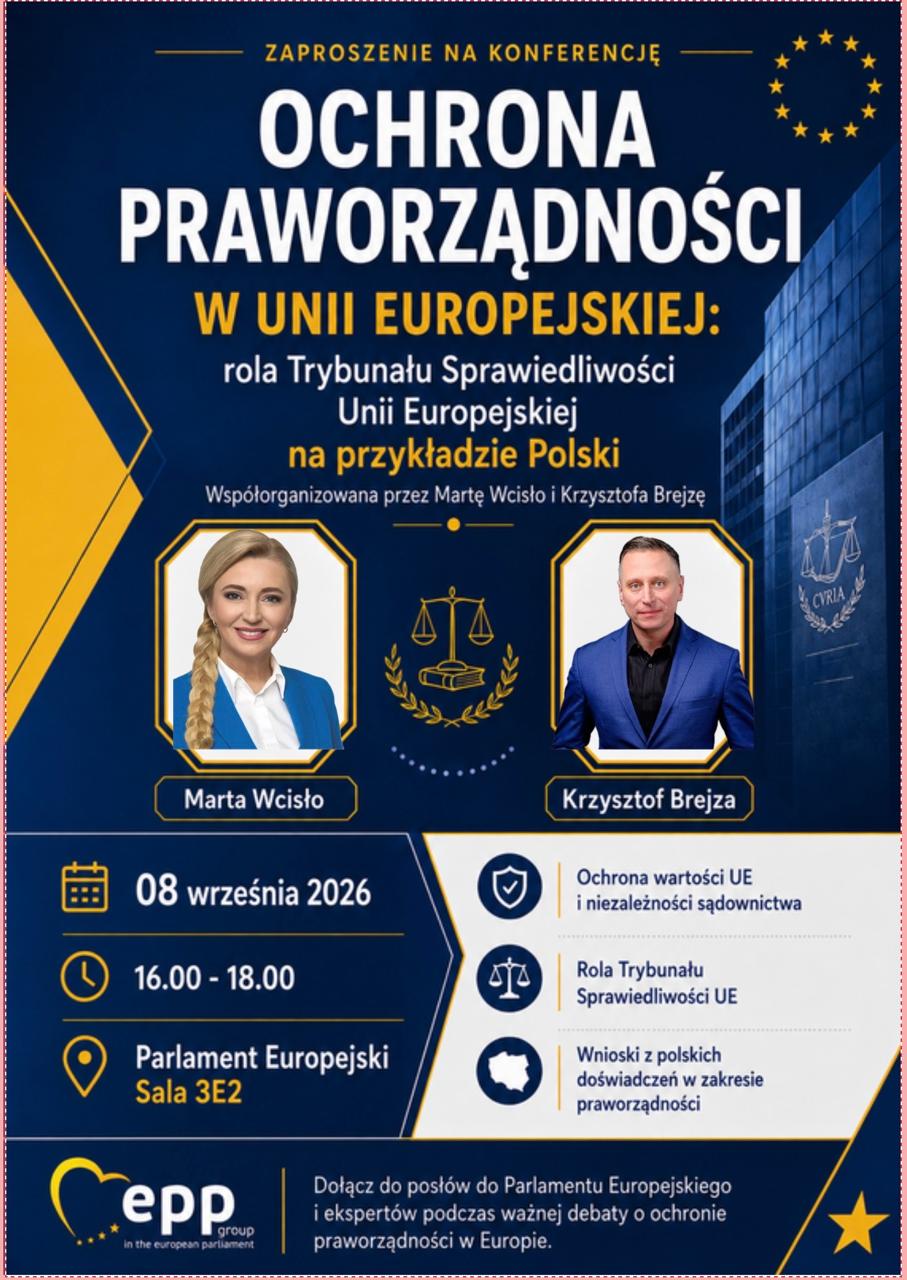 Poster on the protection of the rule of law with MEPs Wcislo and Brejza