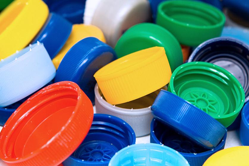 Plastic caps background