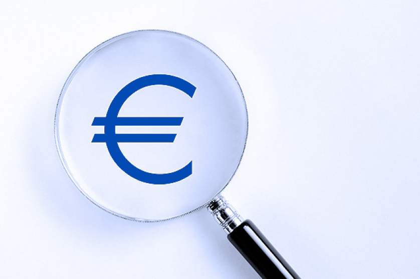 Euro symbol in the magnifying glass