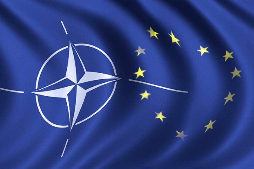 NATO and EU flags