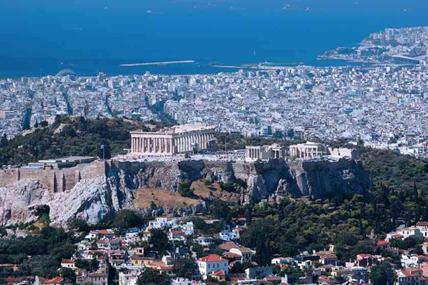 View of Acropolis from Lykavittos hill - Athens highest point
