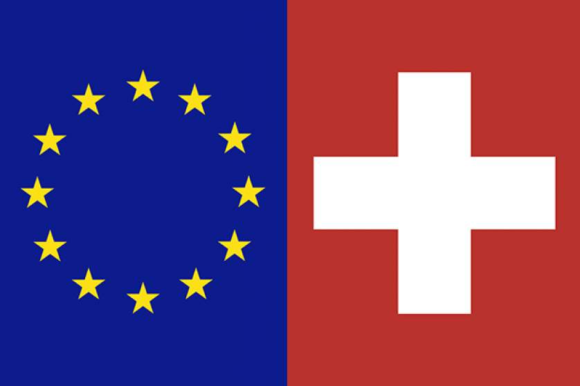 Eu and Swiss flags