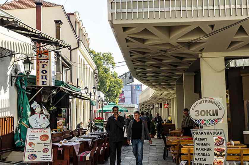 Walking try the alley of Old Bazaar, Skopje, Macedonia