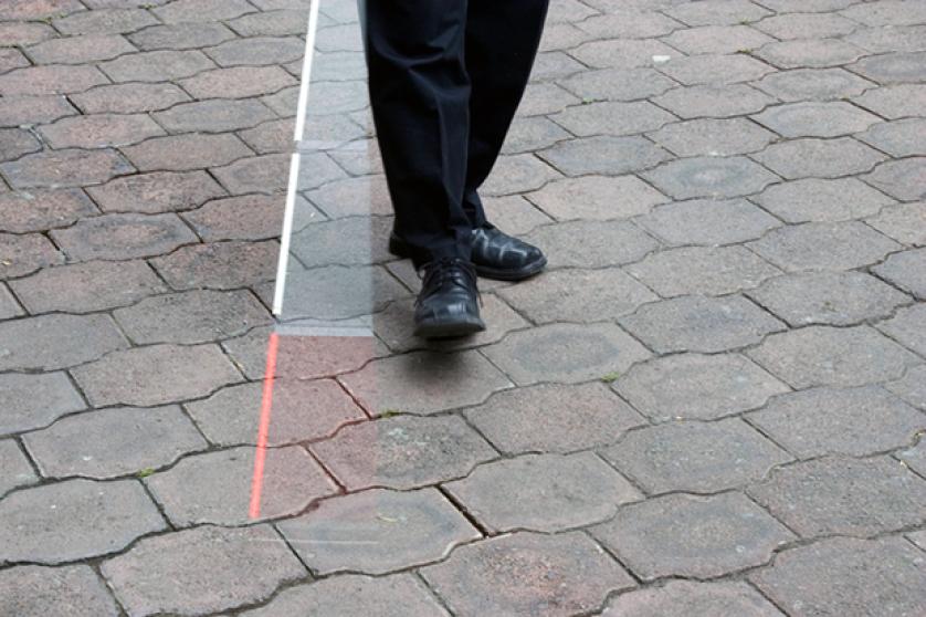 Blind people walking