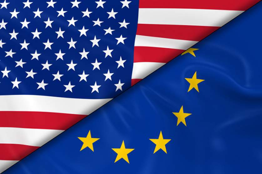Flags of the USA and Europe 