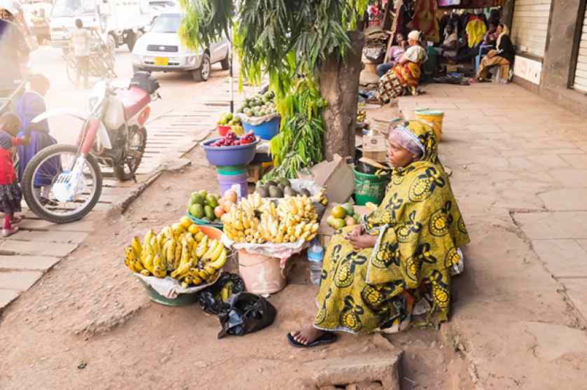African young woman sells fuits on the street market (47904)