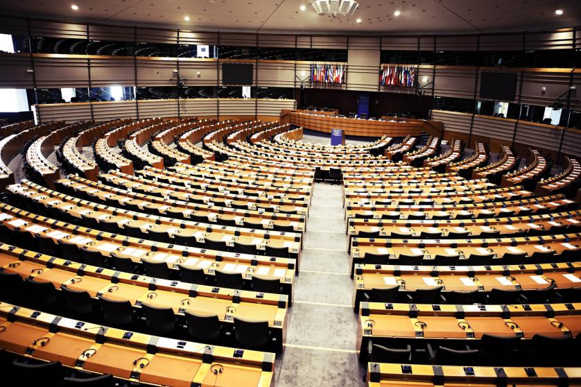 Φωτογραφία της αίθουσας της Ολομέλειας του Ευρωπαϊκού Κοινοβουλίου στις Βρυξέλλες