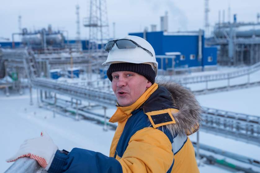 A Russian gas worker at a gas plant. 