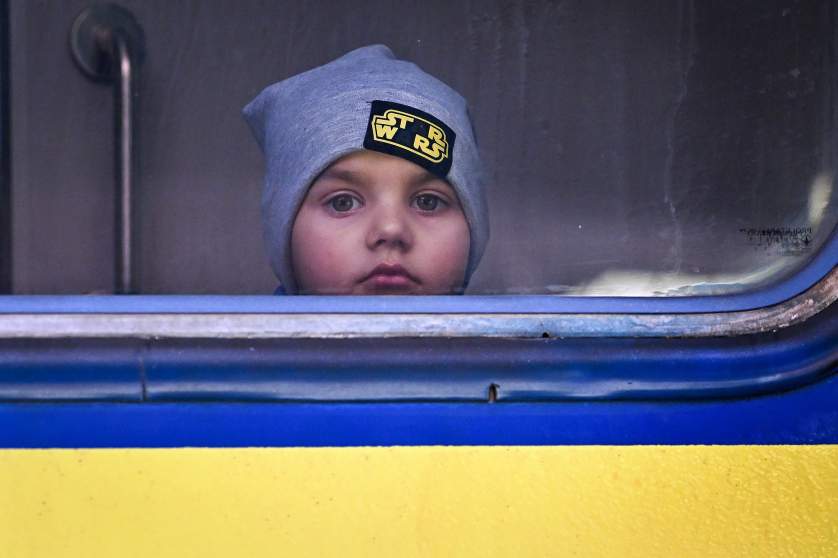Ukrainian child on a train