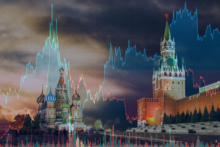 Spasskaya tower of the Kremlin at sunset on the Red Square in Moscow