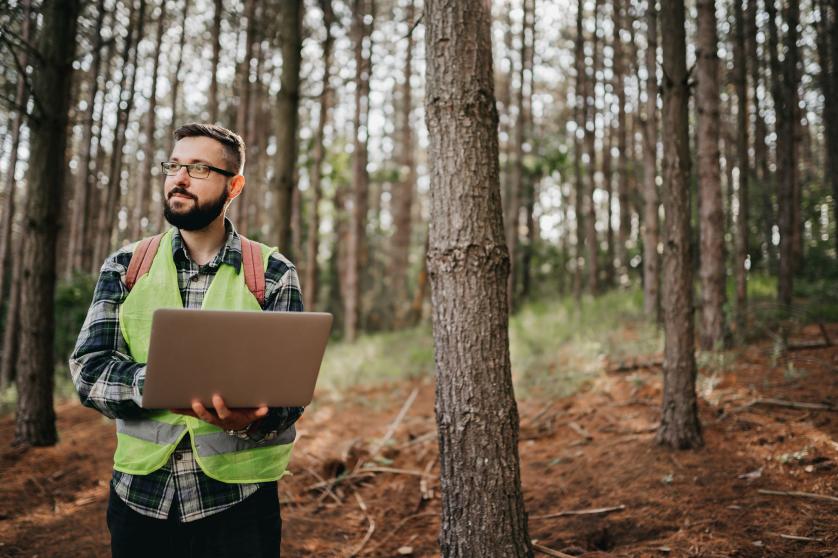 Ranger monitoring the woodland ecosystem