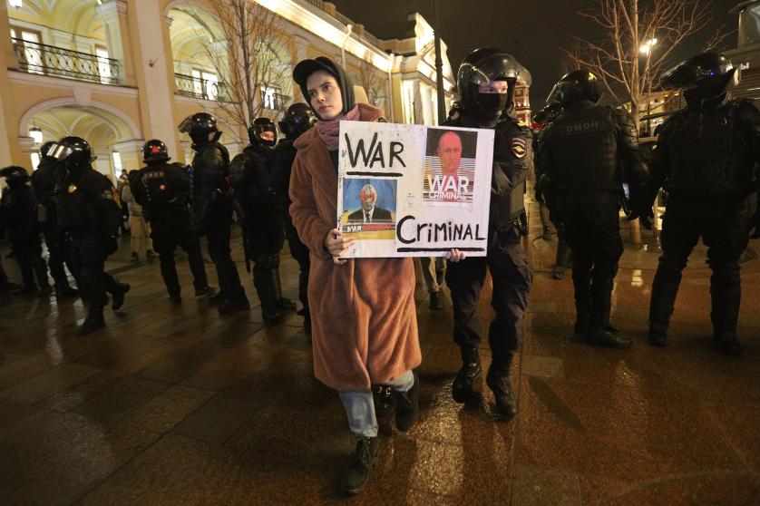 Anti-war protest in Saint-Petersburg