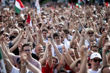 TISZA Opposition Campaign Rally in Heroes Square Budapest