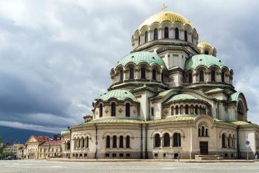View of Saint Aleksandar Nevski Cathedral, Sofia, Bulgaria