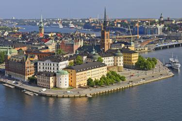 Aerial view of the old town of Stockholm skyline, Sweden