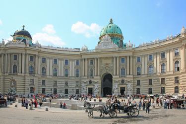 View of Hofburg and Michaelerplatz in Vienna, Austria