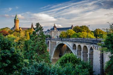 Views of Adolphe Bridge in Luxembourg city, Luxembourg