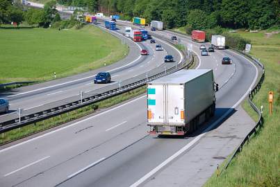 traffic on german autobahn,european cars and trucks