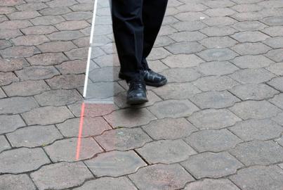 Blind people walking