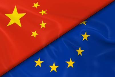 Flags of China and the European Union