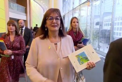 Dubravka Šuican entering into the room