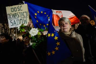 A woman during a demostration in Poland
