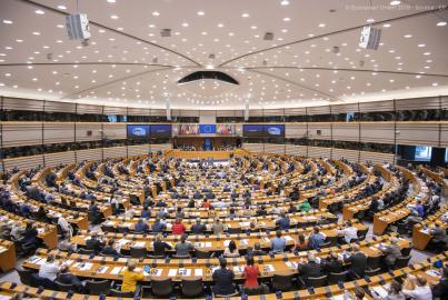 General view of the Plenary Chamber during a plenary session in Brussels