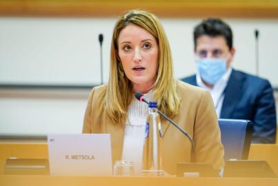 Vice President Roberta Metsola MEP speaking during a Committee meeting.