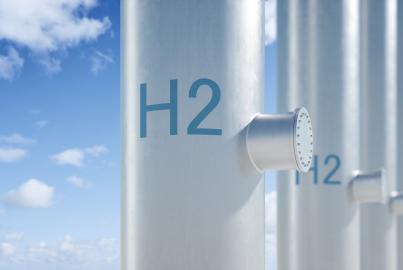 Hydrogen pipeline with blue sky background