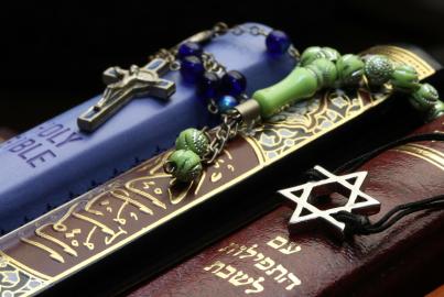 Symbols of christianity, islam and judaism