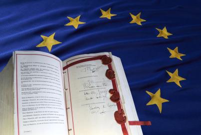 A page from the Lisbon Treaty with signatures
