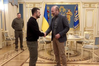 Manfred Weber és Volodimir Zelenszkij Kijevben