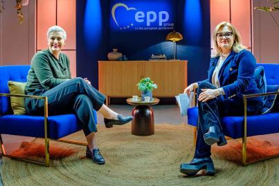 MEPs Maria Walsh and Magdalena Adamowicz on set