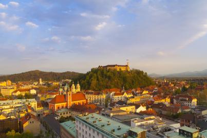Franciscan Church of the Annunciation in the evening light 