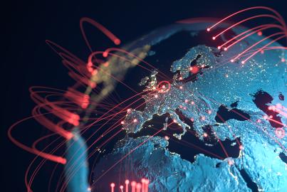 Linee di connessione globale - Scambio di dati, pandemia, virus informatici