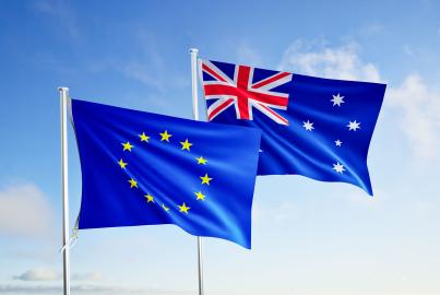 EU-Australia flags