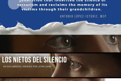 Un cartel promocional para la proyección del documental "Los Nietos del Silencio" en el Parlamento Europeo el martes 2 de junio de 2026 a las 17:00.